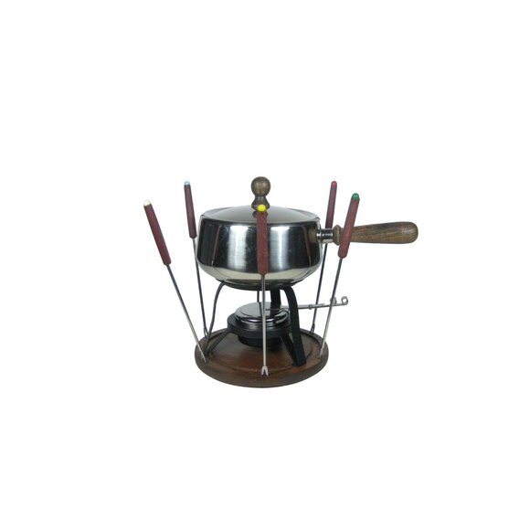 Gailcraft Fondue Set 2 Quart Stainless Steel Fondue Pot Set Vintage 1970 - Picture 1 of 16